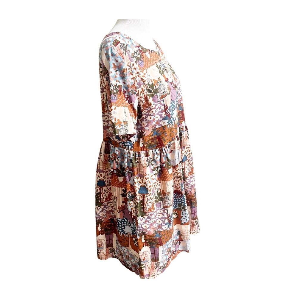 Princess Highway Modcloth Babyoll Dress “Lounging Cat Lair”Cottagecore Size 10 - Picture 5 of 11